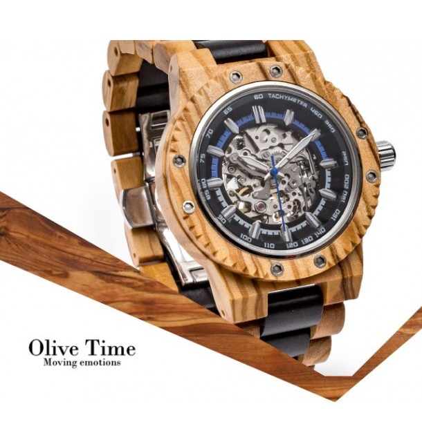 Orologio Automatico in legno di olivo e wengé