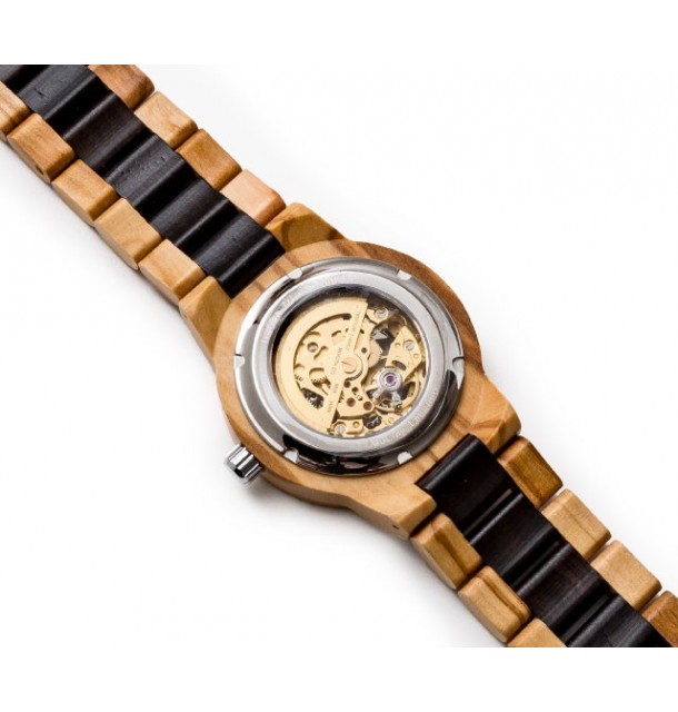 Orologio Automatico in legno di olivo e wengé